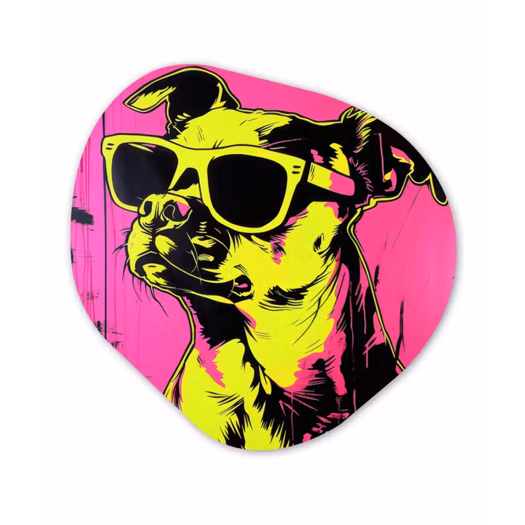 Hond - Zonnebril - Roze - Art Wandcirkel Organisch Forex 3mm klein -3d