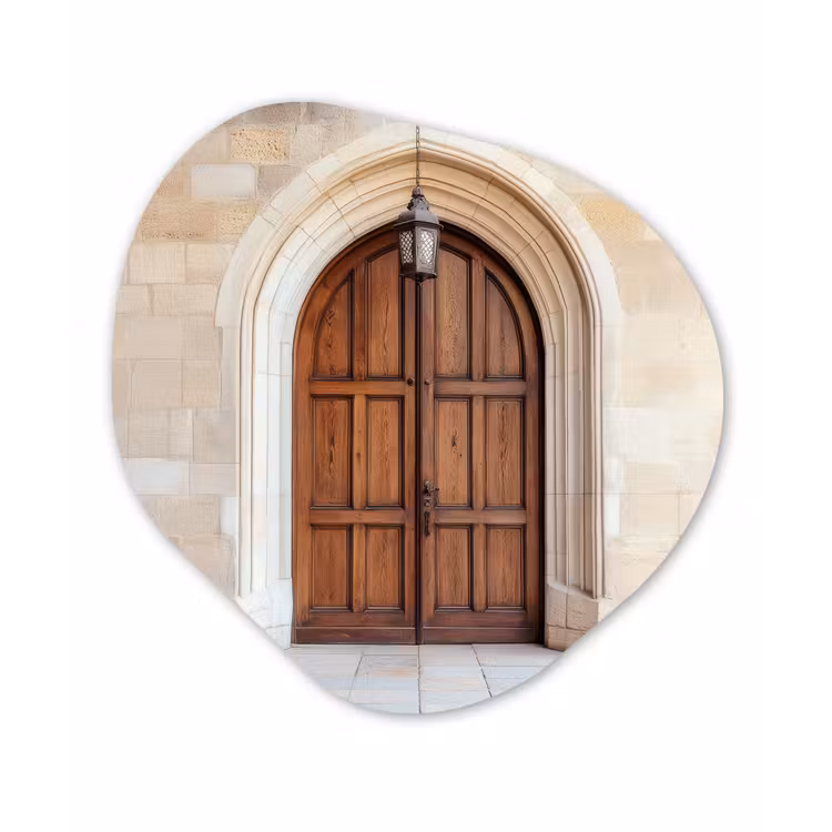 Houten - Deur - Lantaarn Wandcirkel Organisch Forex 3mm klein -3d