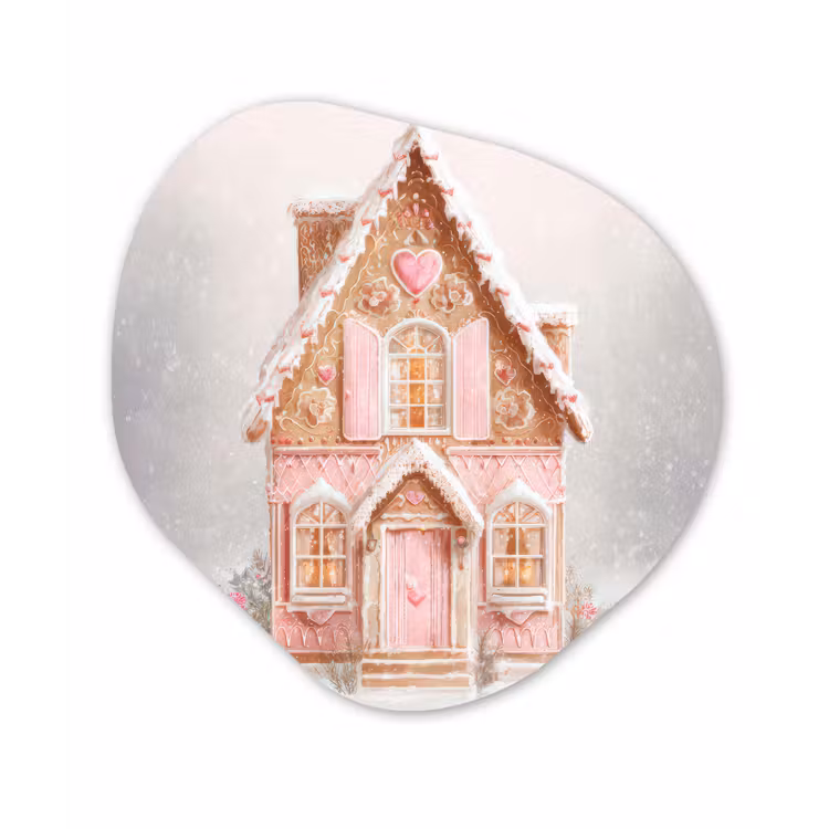 Huisje - Suiker - Pastel Wandcirkel Organisch Forex 3mm klein -3d
