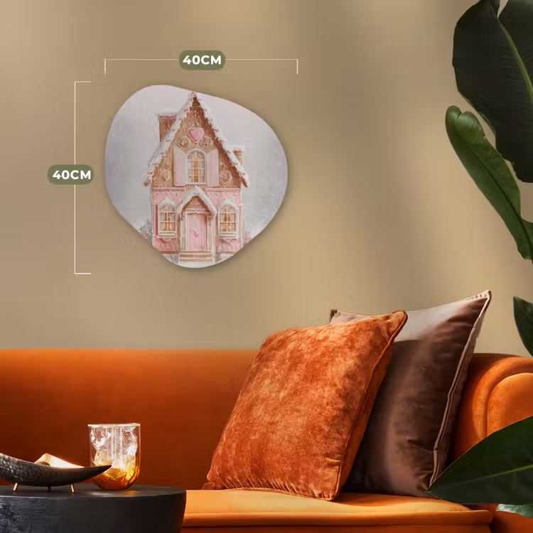 Huisje - Suiker - Pastel Wandcirkel Organisch Forex 3mm klein -sfeer3