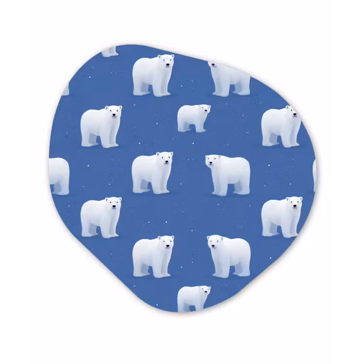 IJsbeer - Patroon - Blauw Wandcirkel Organisch Forex 3mm klein 629 -3d