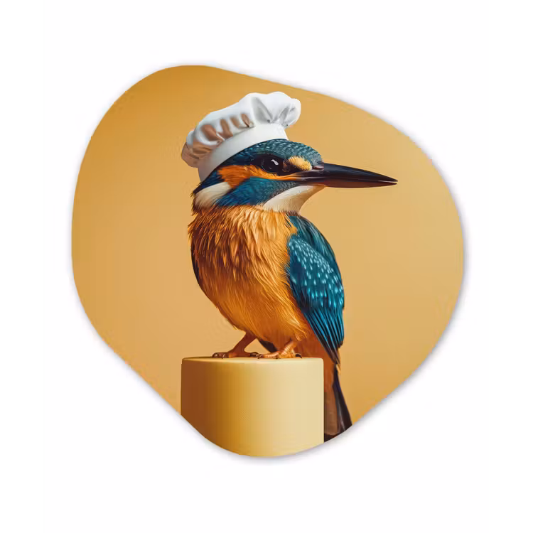 Ijsvogel - Pilaar - Koksmuts - Vogel Wandcirkel Organisch Forex 3mm klein -3d