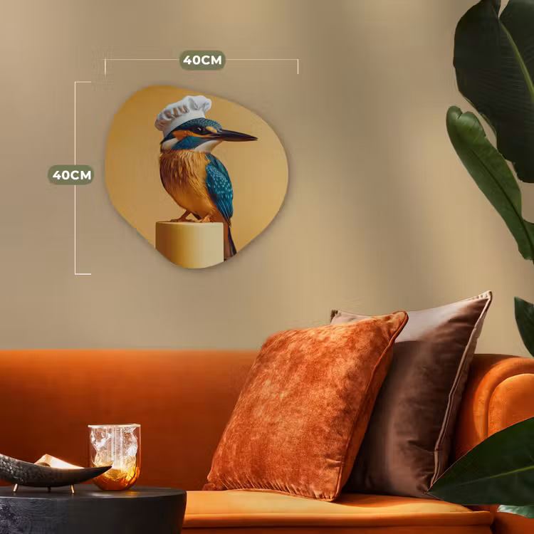 Ijsvogel - Pilaar - Koksmuts - Vogel Wandcirkel Organisch Forex 3mm klein -sfeer3