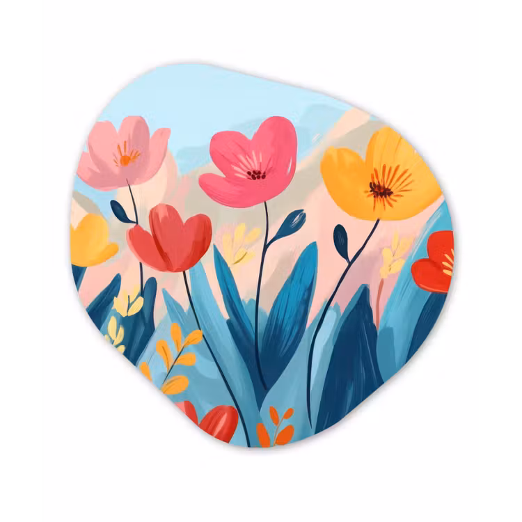 Illustratie - Bloemen - Kleurrijk Wandcirkel Organisch Forex 3mm klein -3d