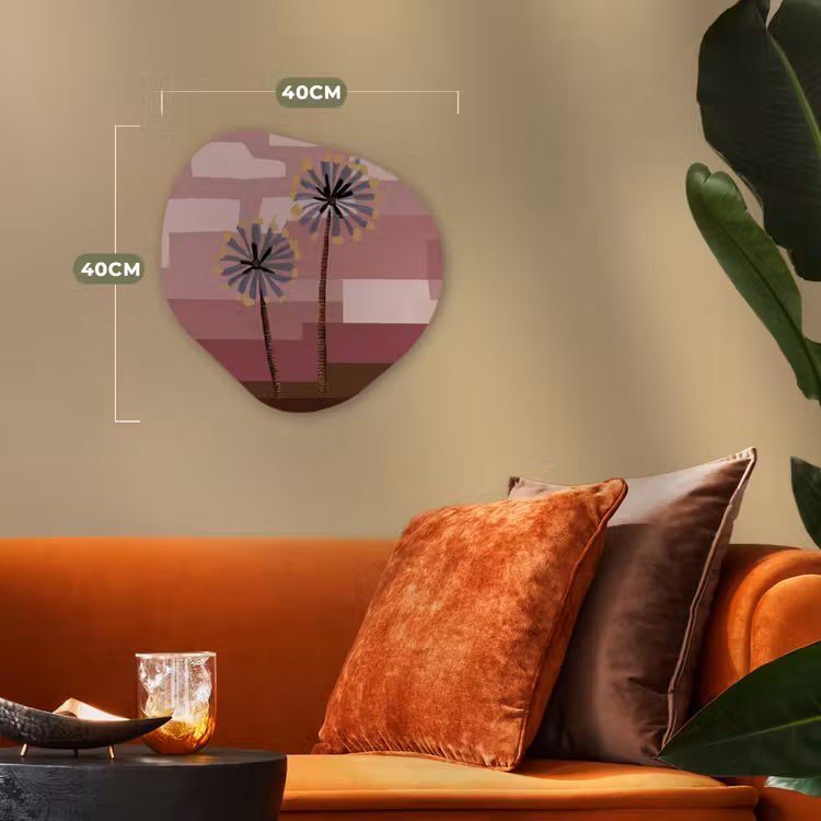 Illustratie - Bloemen - Vlakken - Abstract Wandcirkel Organisch Forex 3mm klein -sfeer3