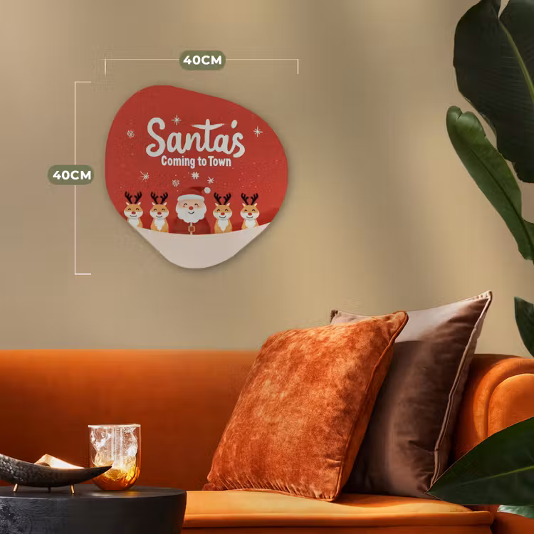 Illustratie - Kerstman - Rendieren - Rood Wandcirkel Organisch Forex 3mm klein -sfeer3