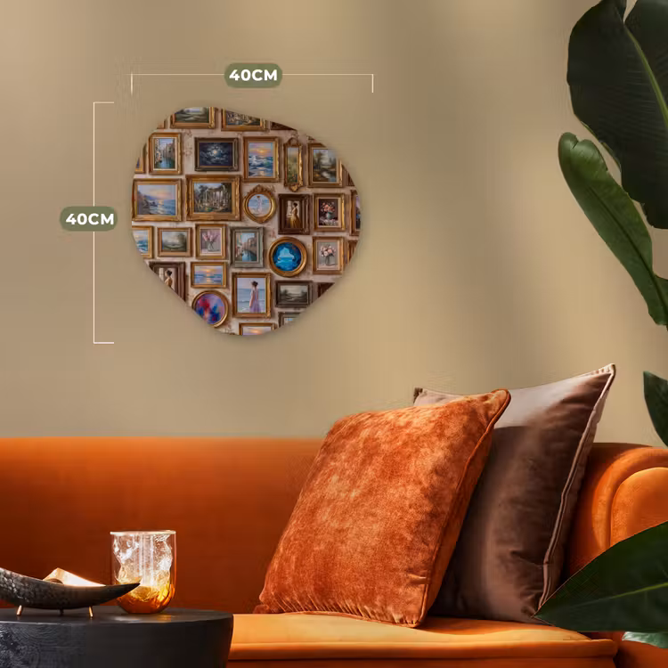 Interieur - Kunst - Collectie - Klassiek - Goud Wandcirkel Organisch Forex 3mm klein -sfeer3