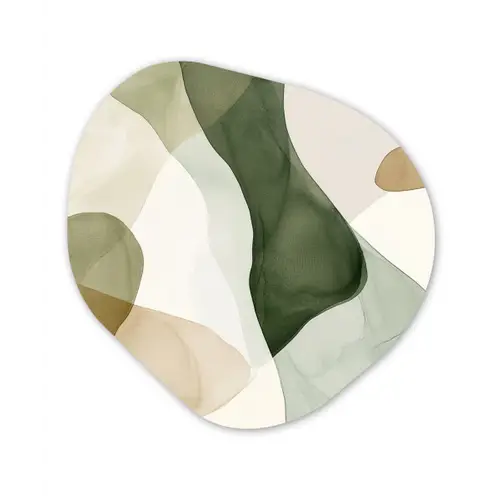 Japandi - Abstract - Groen Wandcirkel Organisch Forex 3mm klein -3d