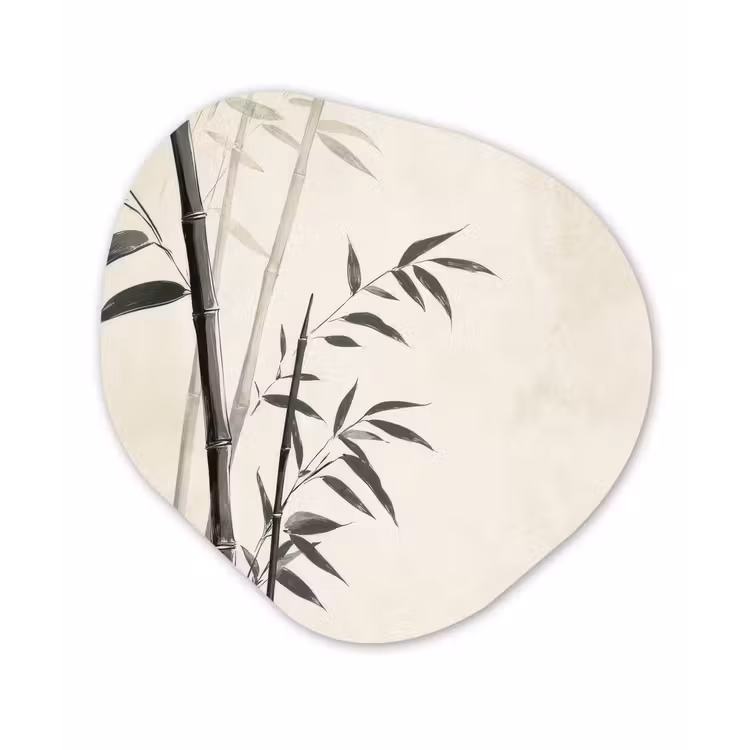 Japandi - Bamboe - Beige Wandcirkel Organisch Forex 3mm klein -3d
