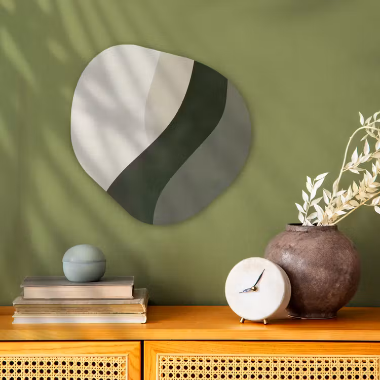 Japandi - Groen - Abstract - Modern Wandcirkel Organisch Forex 3mm klein -sfeer2