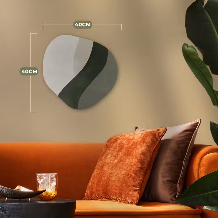 Japandi - Groen - Abstract - Modern Wandcirkel Organisch Forex 3mm klein -sfeer3