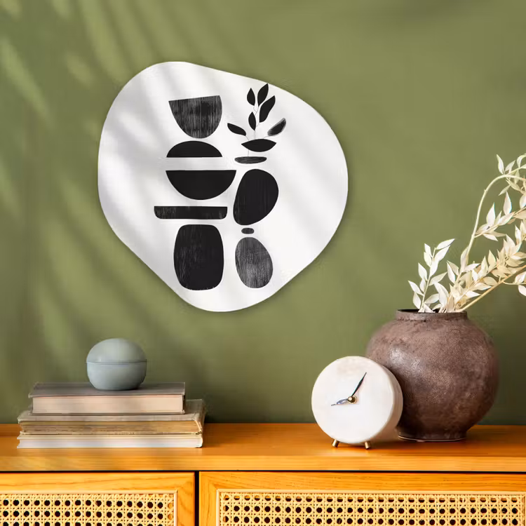 Japandi - Zwart - Abstract Wandcirkel Organisch Forex 3mm klein -sfeer2