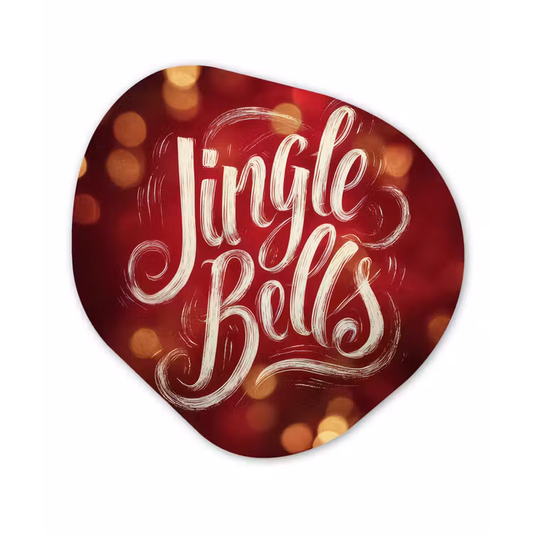 Jingle - Bells - Kerst - Rood Wandcirkel Organisch Forex 3mm klein -3d