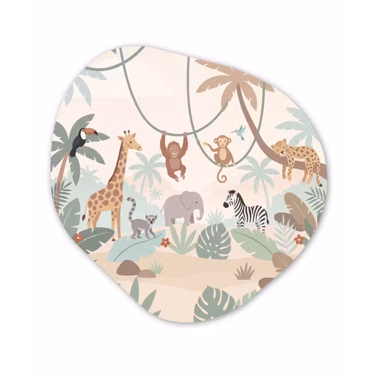 Jungle - Dieren - Groen Wandcirkel Organisch Forex 3mm klein -3d
