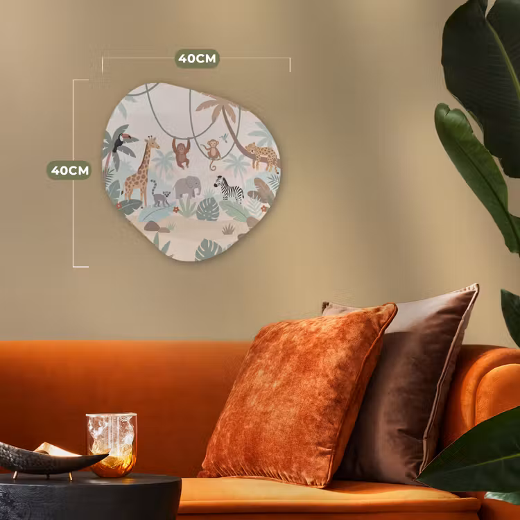 Jungle - Dieren - Groen Wandcirkel Organisch Forex 3mm klein -sfeer3