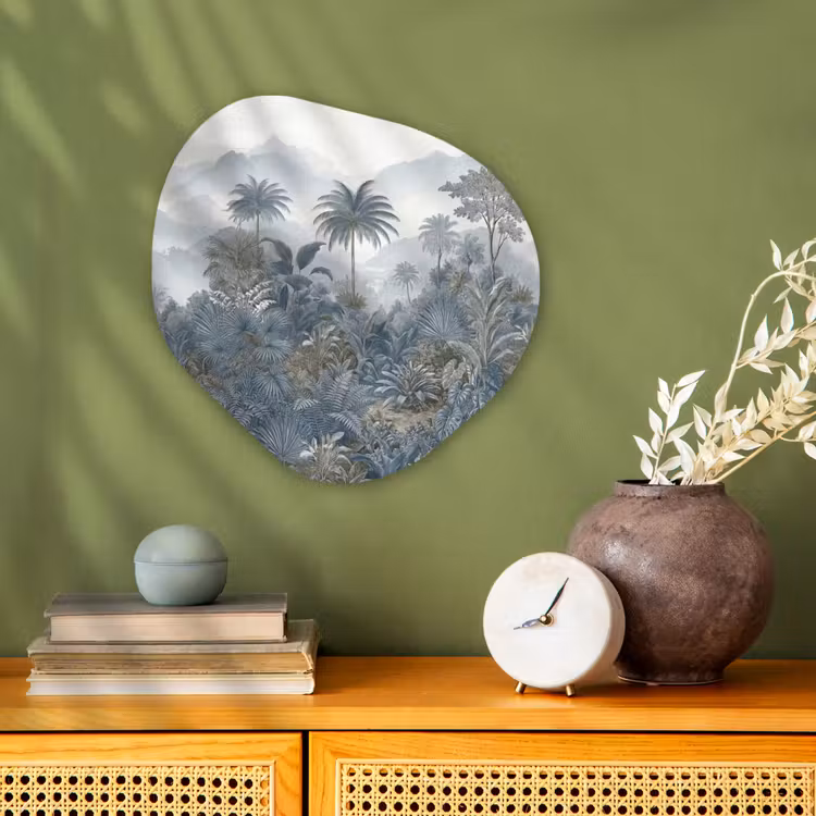 Jungle - Landschap - Blauw Wandcirkel Organisch Forex 3mm klein -sfeer2