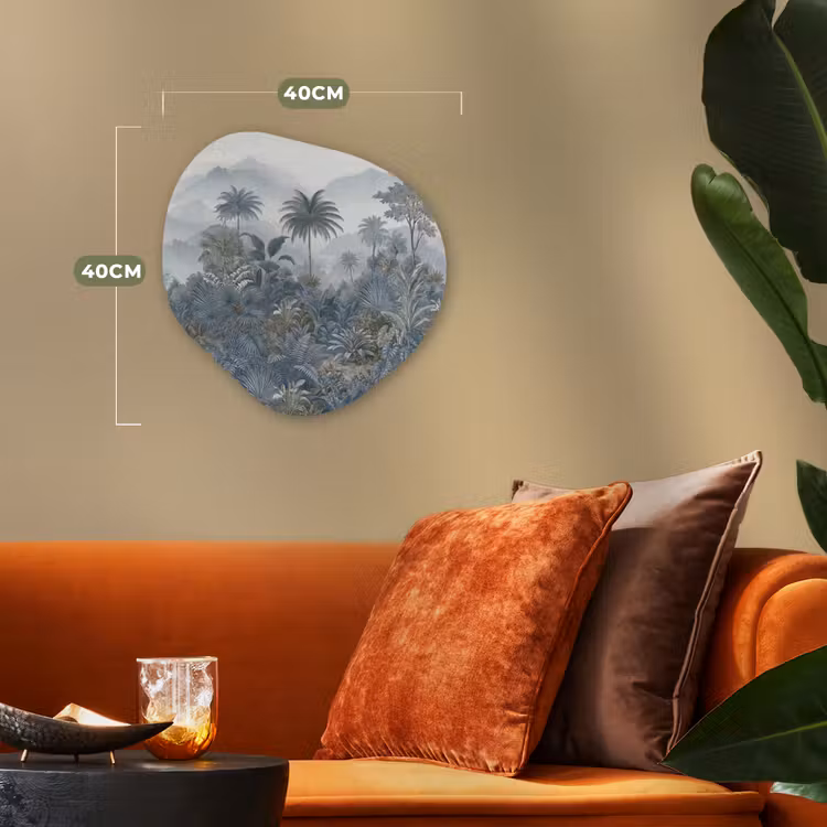 Jungle - Landschap - Blauw Wandcirkel Organisch Forex 3mm klein -sfeer3