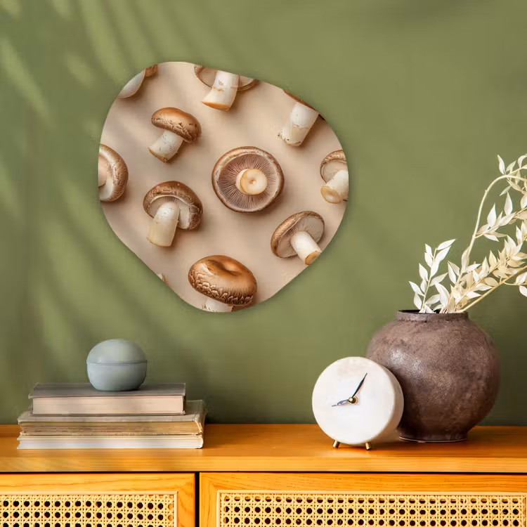 Kastanje Champignons - Beige Wandcirkel Organisch Forex 3mm klein -sfeer2