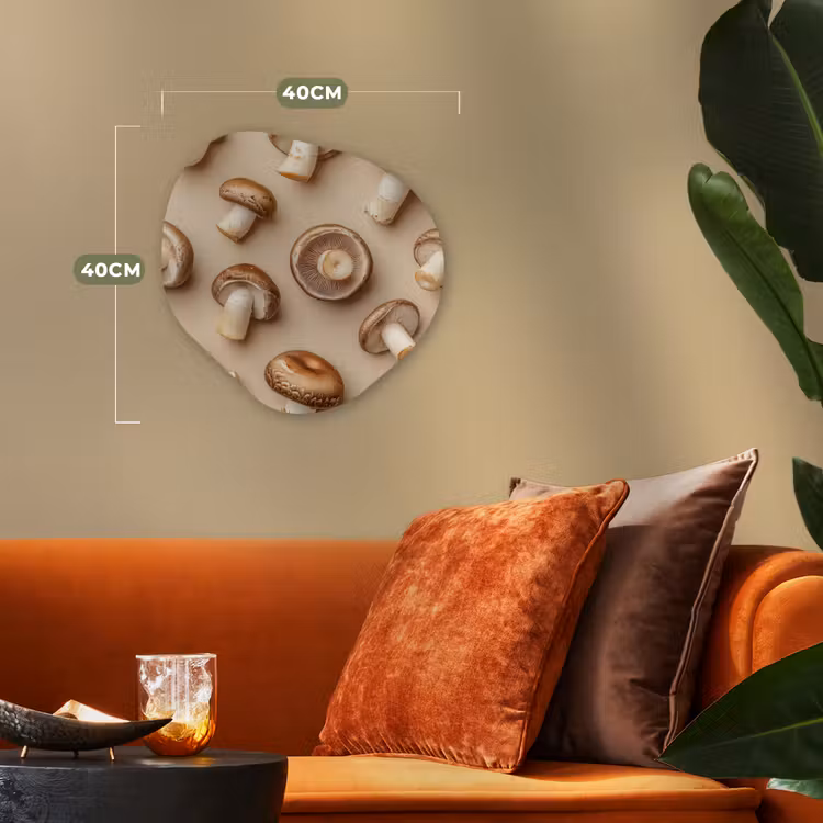 Kastanje Champignons - Beige Wandcirkel Organisch Forex 3mm klein -sfeer3