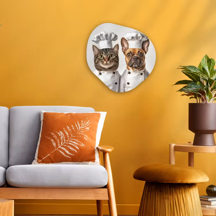 Kat - Hond - Kokskleding Wandcirkel Organisch Forex 3mm klein -sfeer4