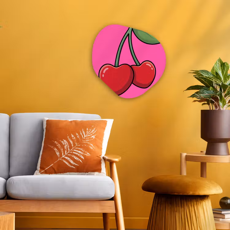 Kers - Roze - Fruit Wandcirkel Organisch Forex 3mm klein -sfeer4