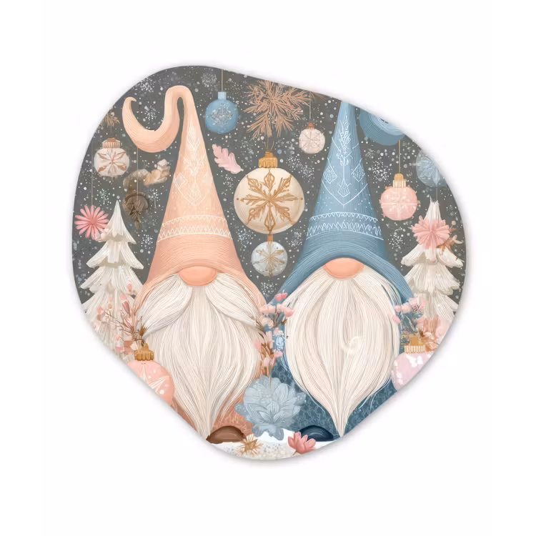 Kerst - Gnomen - Pastel Wandcirkel Organisch Forex 3mm klein -3d