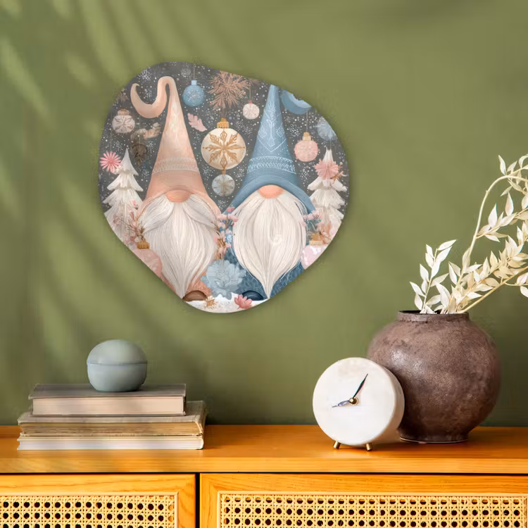 Kerst - Gnomen - Pastel Wandcirkel Organisch Forex 3mm klein -sfeer2