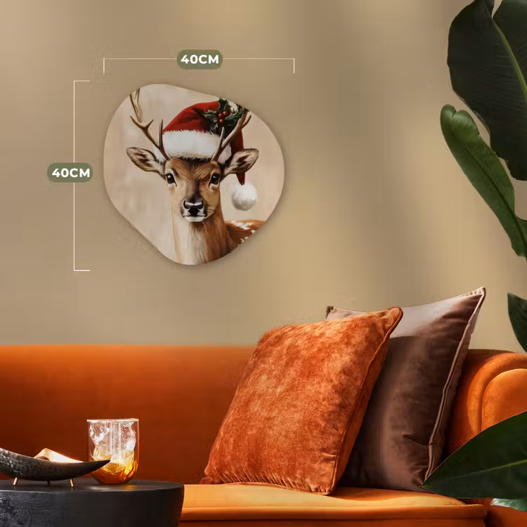 Kerst - Hert - Gewei - Rood Wandcirkel Organisch Forex 3mm klein -sfeer3