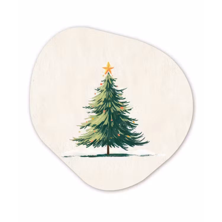 Kerstboom - Illustratie - Ster - Sneeuw Wandcirkel Organisch Forex 3mm klein -3d
