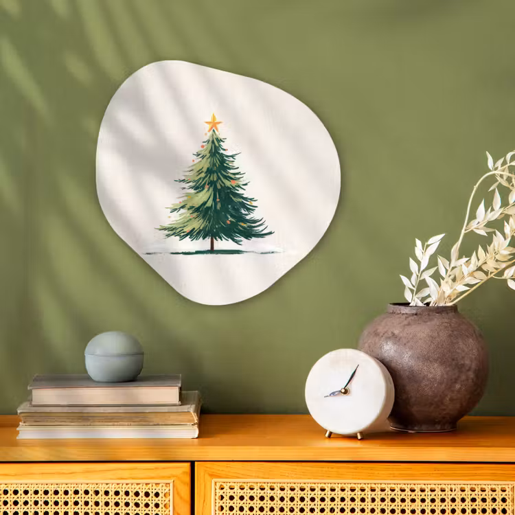 Kerstboom - Illustratie - Ster - Sneeuw Wandcirkel Organisch Forex 3mm klein -sfeer2