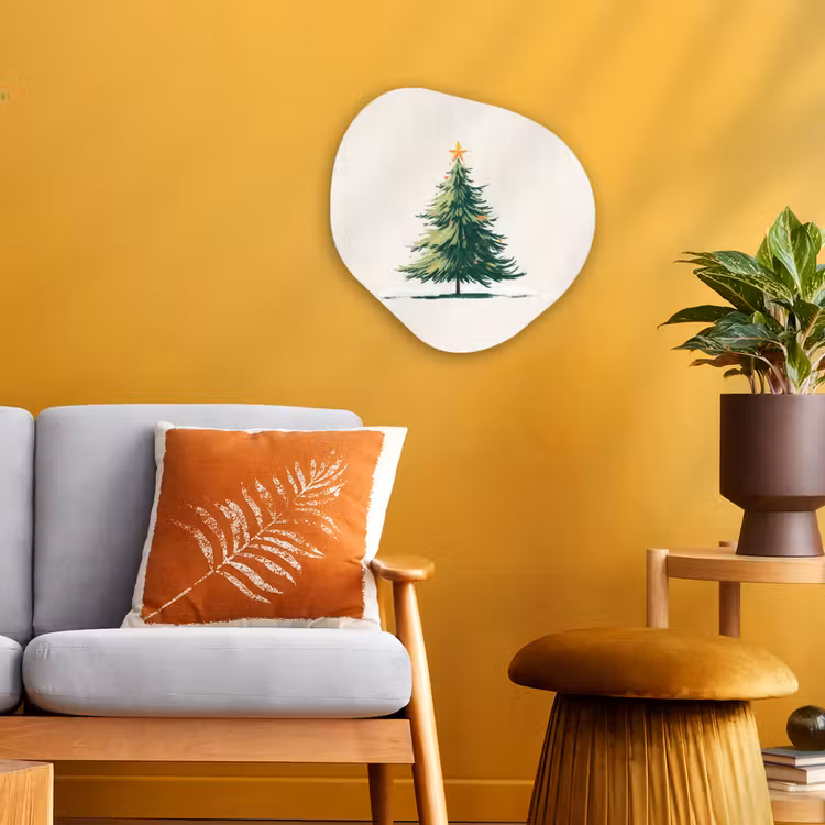 Kerstboom - Illustratie - Ster - Sneeuw Wandcirkel Organisch Forex 3mm klein -sfeer4