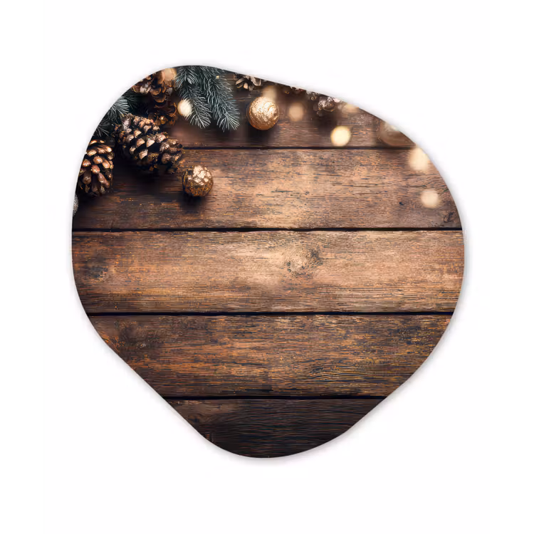 Kerstdecoratie - Houten - Dennenappel - Bruin Wandcirkel Organisch Forex 3mm klein -3d