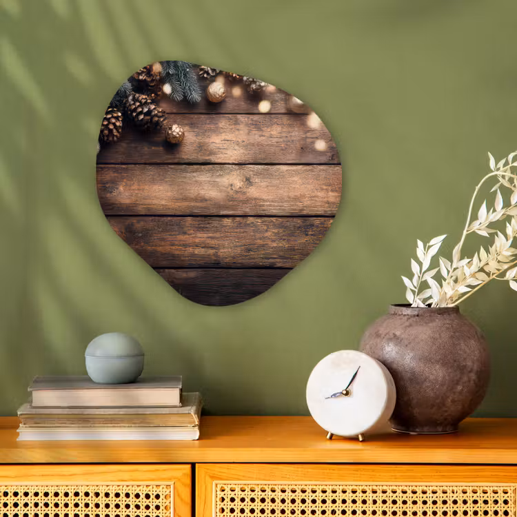 Kerstdecoratie - Houten - Dennenappel - Bruin Wandcirkel Organisch Forex 3mm klein -sfeer2