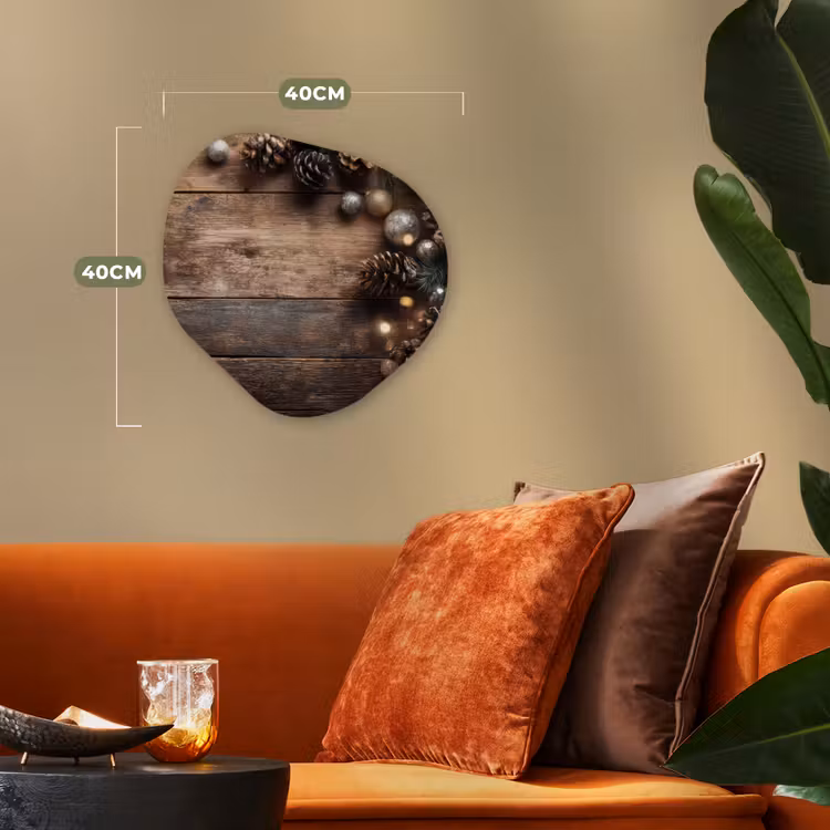 Kersthoekdecoratie - Dennenappels - Lichtjes Wandcirkel Organisch Forex 3mm klein -sfeer3