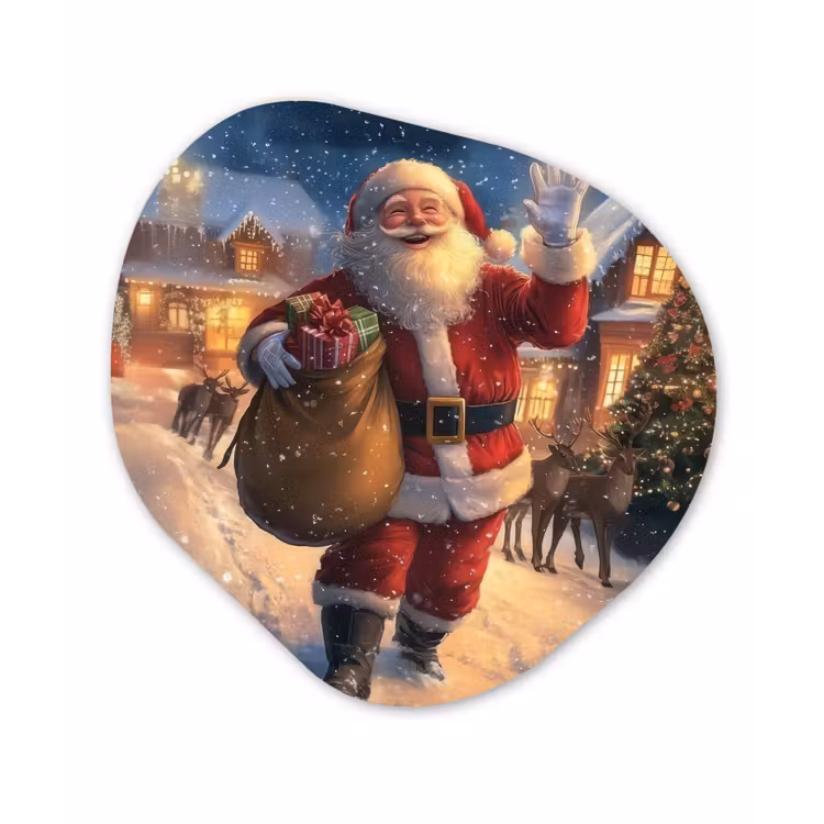 Kerstman - Dorp - Hert - Donker Wandcirkel Organisch Forex 3mm klein -3d