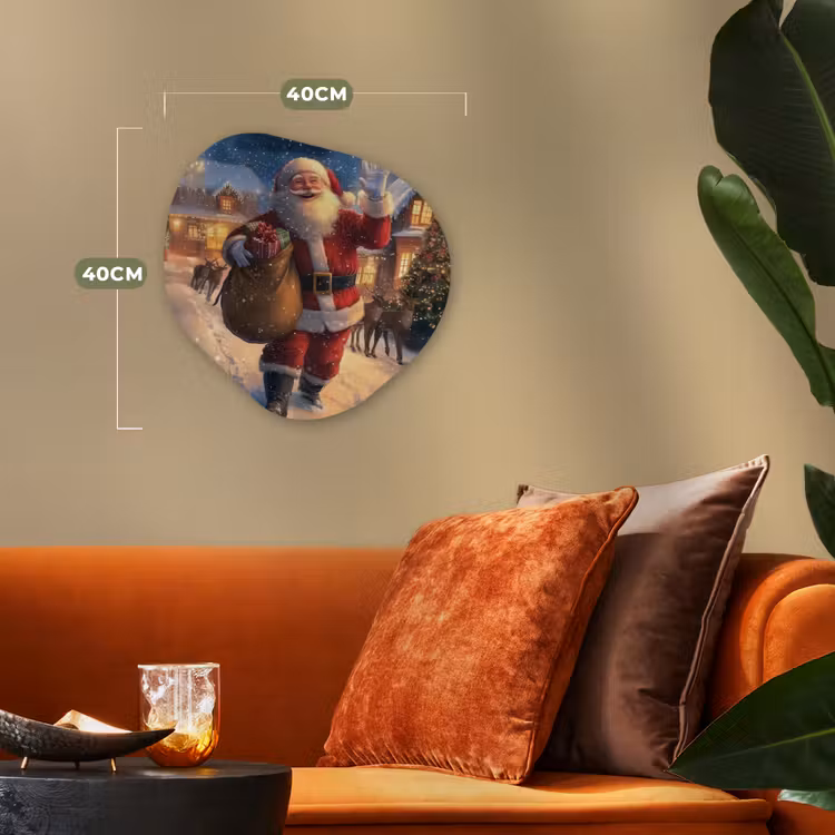 Kerstman - Dorp - Hert - Donker Wandcirkel Organisch Forex 3mm klein -sfeer3
