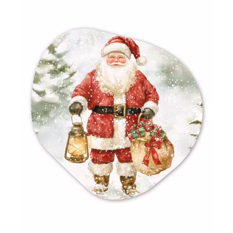 Kerstman- Winter - Sneeuw - Wit - Rood Wandcirkel Organisch Forex 3mm klein -3d