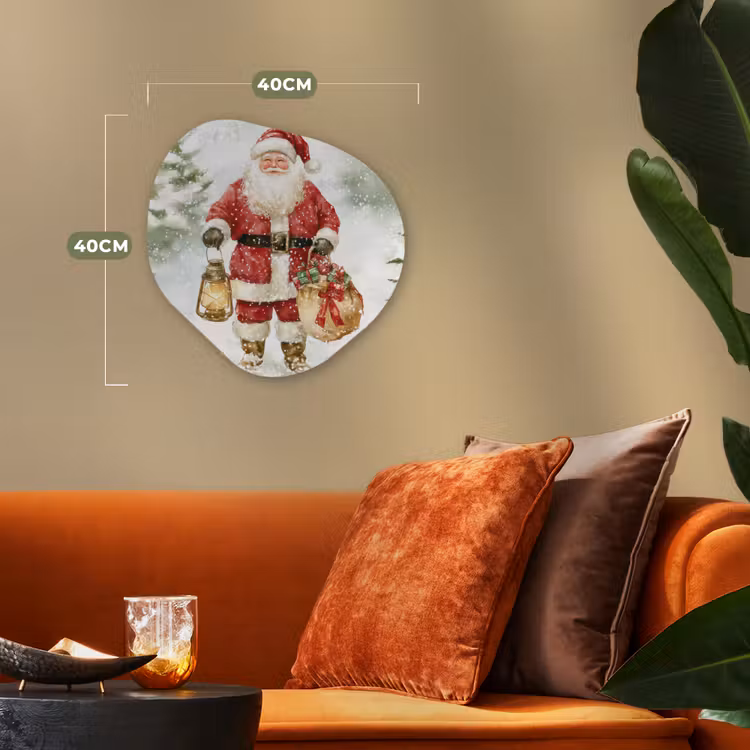 Kerstman- Winter - Sneeuw - Wit - Rood Wandcirkel Organisch Forex 3mm klein -sfeer3