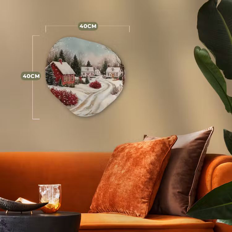 Kerstsfeer - Landelijk - Rood Wandcirkel Organisch Forex 3mm klein -sfeer3