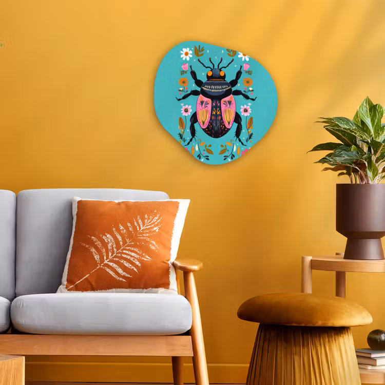Kever - Bloemmotieven - Turquoise - Bladeren Wandcirkel Organisch Forex 3mm klein -sfeer4