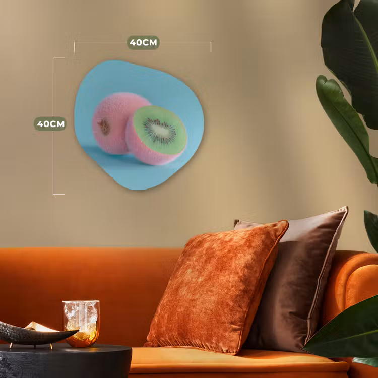 Kiwi - Blauw - Surrealistisch Wandcirkel Organisch Forex 3mm klein -sfeer3