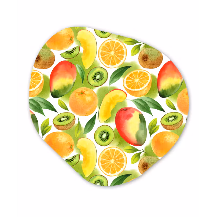 Kiwi - Sinasappel - Mango - Perzik Wandcirkel Organisch Forex 3mm klein 629 -3d
