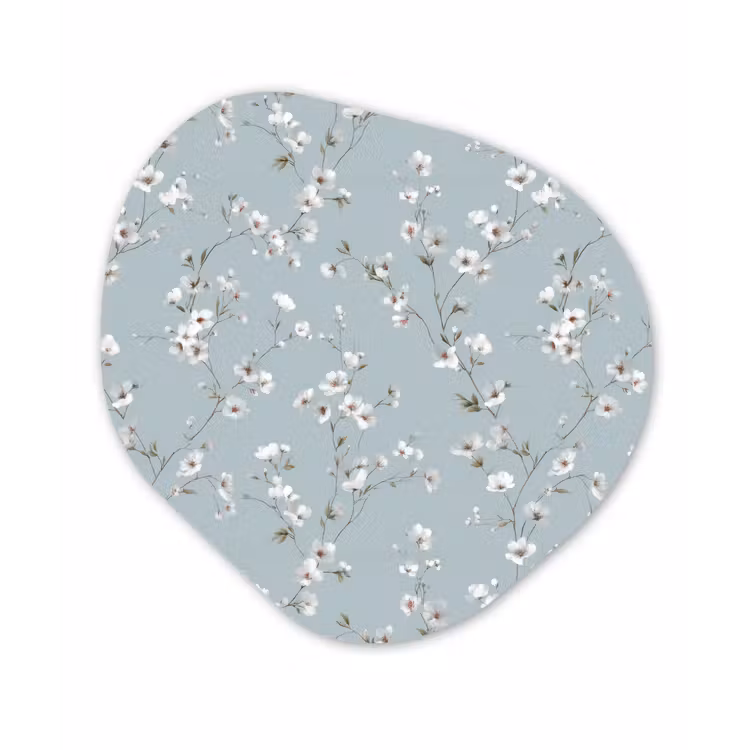 Klassiek - Bloemen - Blauw Wandcirkel Organisch Forex 3mm klein 629 -3d