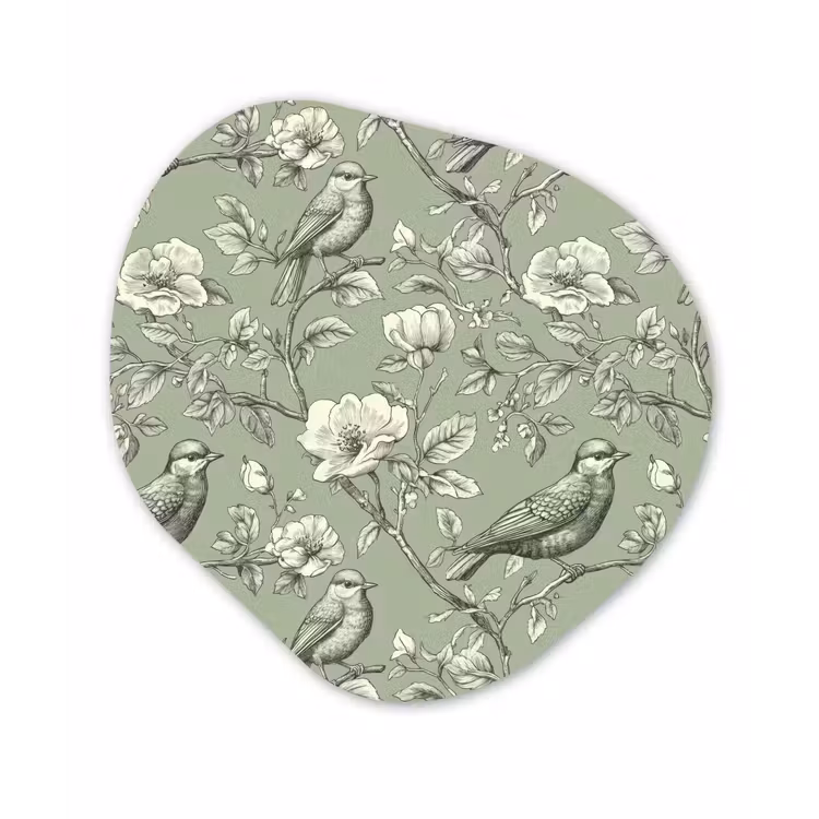 Klassiek - Botanisch - Groen Wandcirkel Organisch Forex 3mm klein 629 -3d