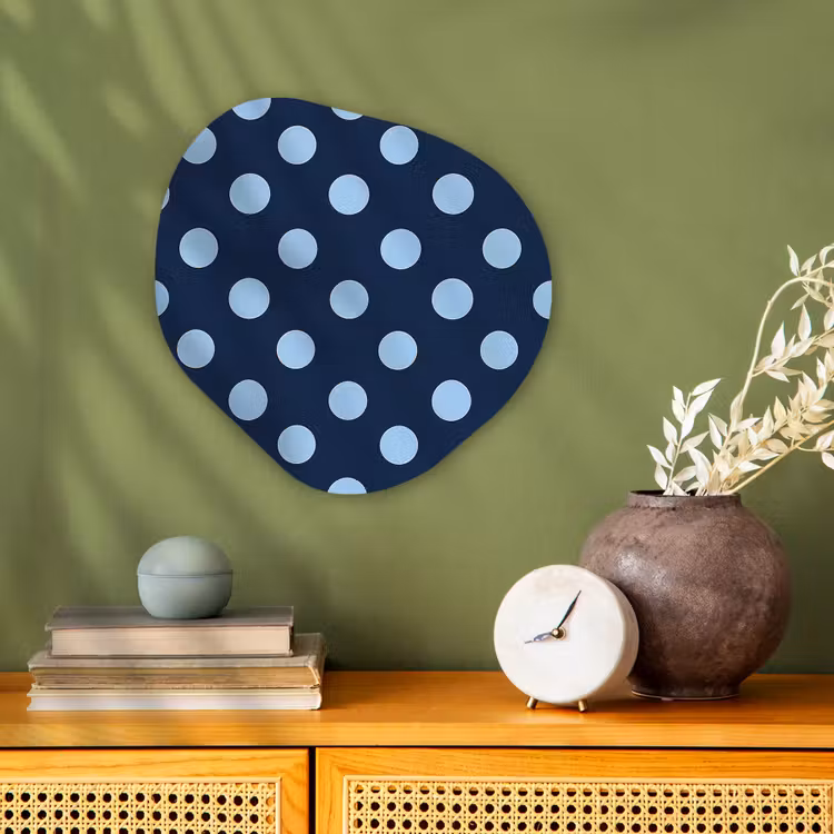 Klassiek - Dots - Blauw Wandcirkel Organisch Forex 3mm klein 629 -sfeer2