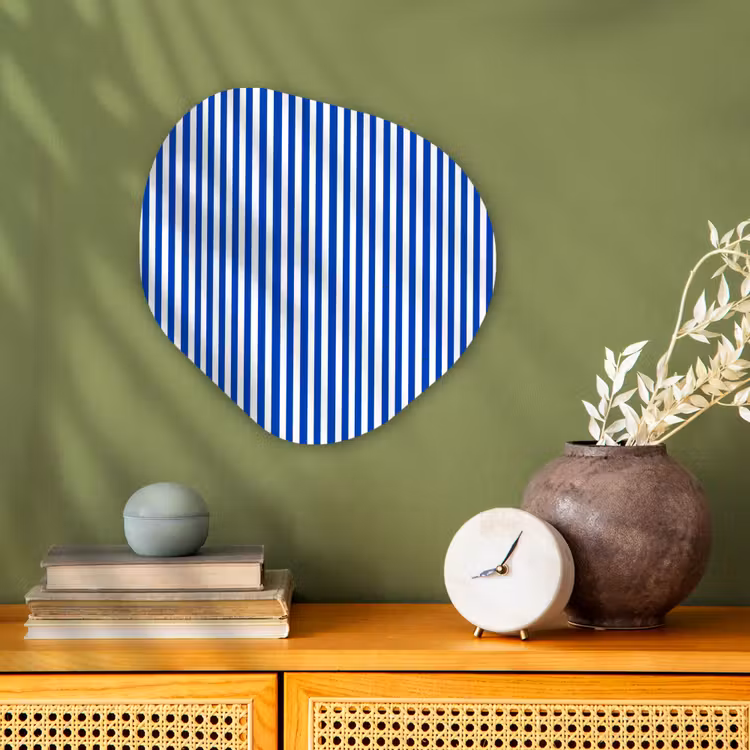 Klassiek - Strepen - Blauw Wandcirkel Organisch Forex 3mm klein 629 -sfeer2