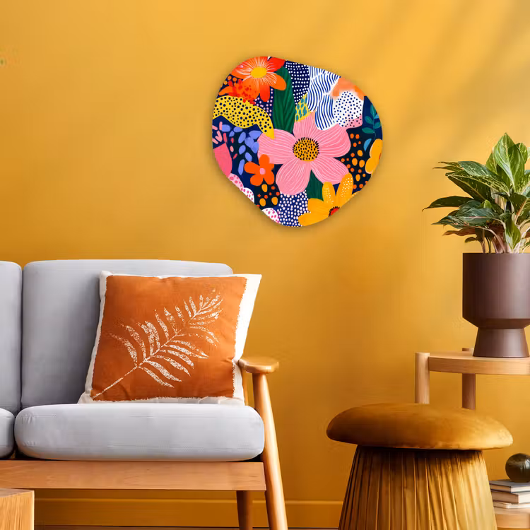 Kleurrijk - Bloemen - Abstract - Stippen Wandcirkel Organisch Forex 3mm klein -sfeer4