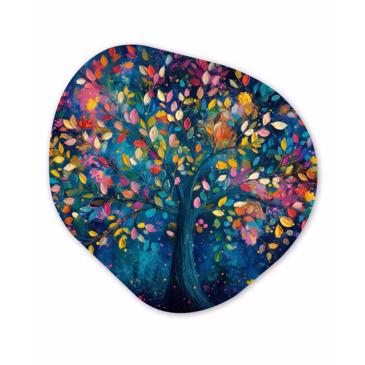 Kleurrijk - Boom - Magisch - Abstract Wandcirkel Organisch Forex 3mm klein -3d