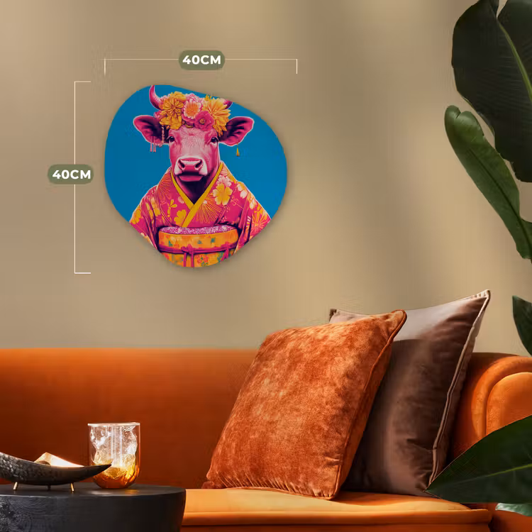 Koe - Bloemenkrans - Oorhangers - Kimono Wandcirkel Organisch Forex 3mm klein -sfeer3