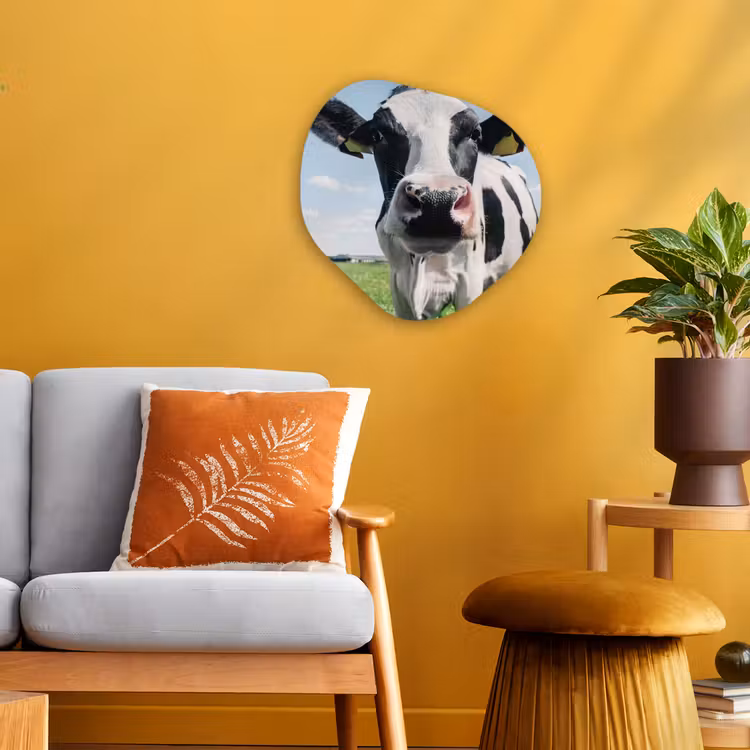 Koe - Weiland - Natuur - Dieren - Gras Wandcirkel Organisch Forex 3mm klein -sfeer4